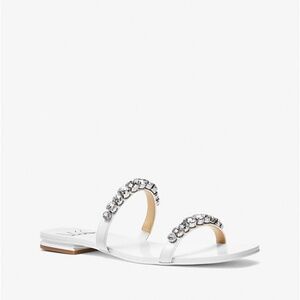 Michael Kors Women's Jessa Rhinestone Slip-On Double Strap Slide Sandals